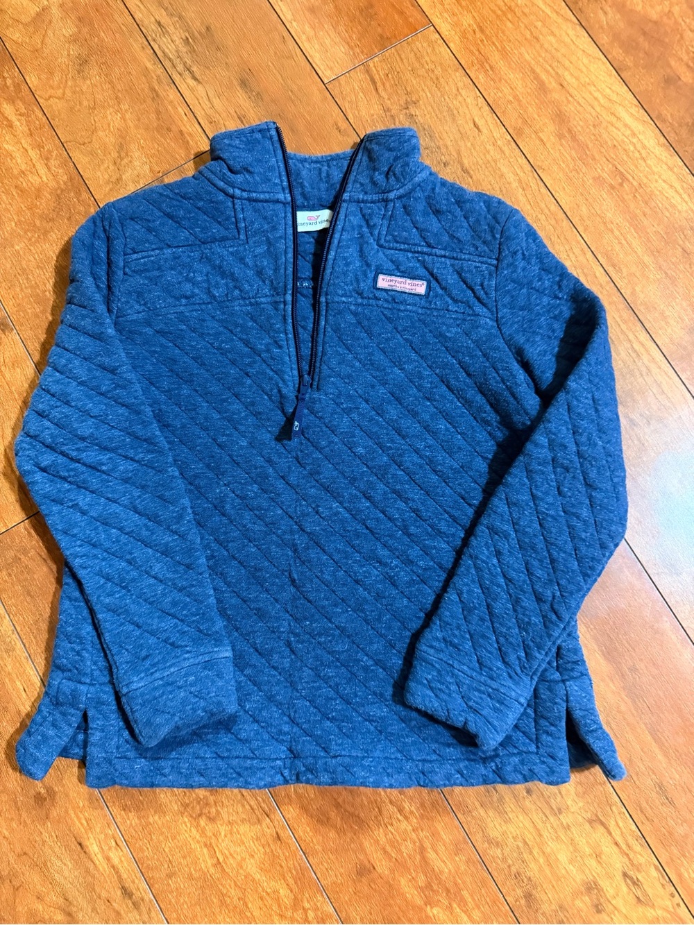 Vineyard Vines Juniors Quilted 1/4 Zip Pullover - Blue